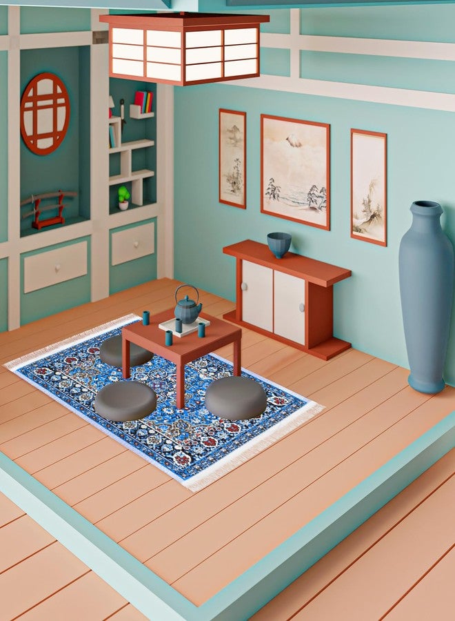 Heclia Dollhouse Rug 3 PCS Miniature Dollhouse Accessories 1:12 Vintage Woven Dollhouses Rug Mini Carpet for Dollhouses Furniture Mini Floral Print Carpet for Doll House Floor Decor(Blue, Yellow,Red) - Image 5